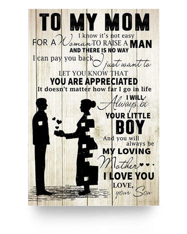 To My Mom Poster from Son - Special Meaningful Gifts Ideas for Mom